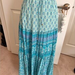 Spell Turquoise Maxi Skirt Small